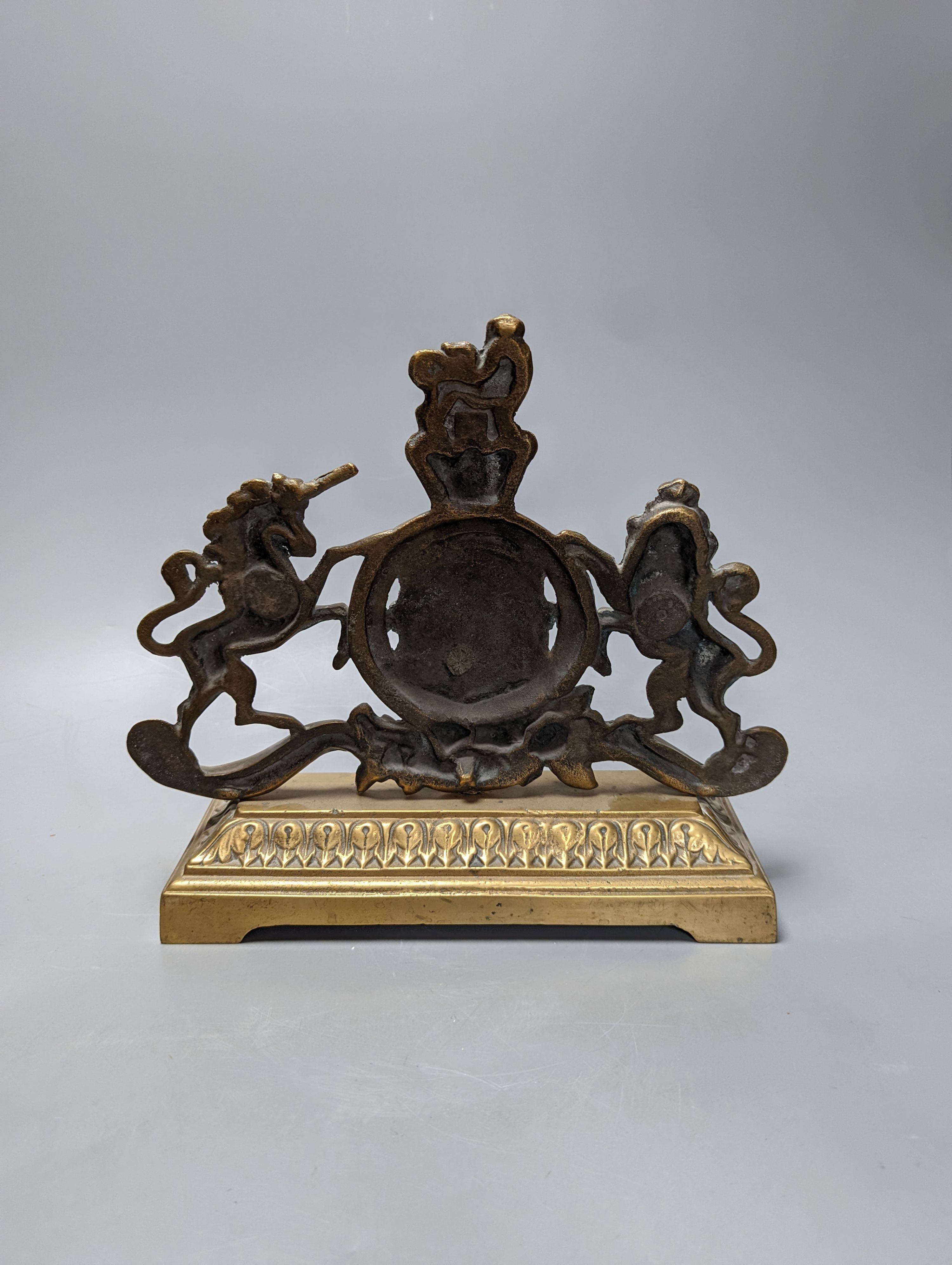 A Victorian bronze Royal Coat of Arms doorstop 28cm